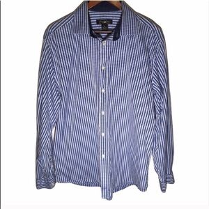 Men’s Pronto Uomo Blue Striped Button Down Shirt